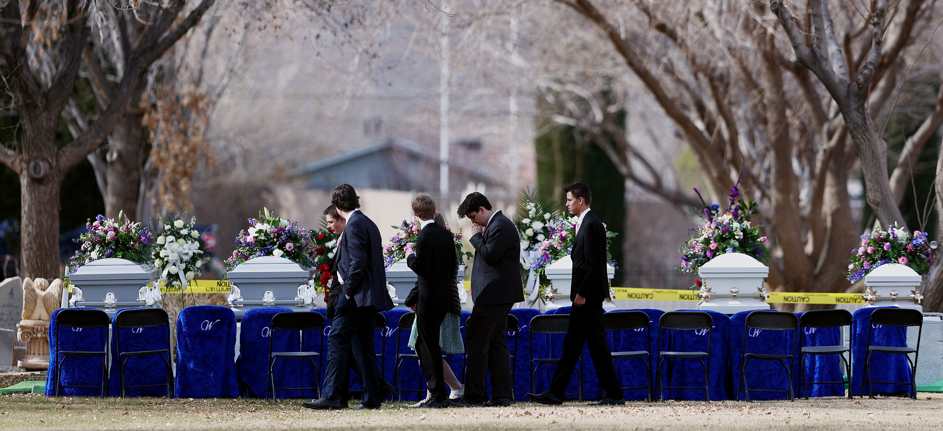 A group of young people leaves the cemetery following graveside services in La Verkin, Washington County, for members of the Haight and Earl families. Tausha Haight, her 17-year-old daughter Macie, 12-year-old daughter Brilee, 7-year-old twins Sienna and Ammon, 4-year-old son Gavin and Height’s mother Gail Earl were laid to rest in the La Verkin City Cemetery on Jan. 13.