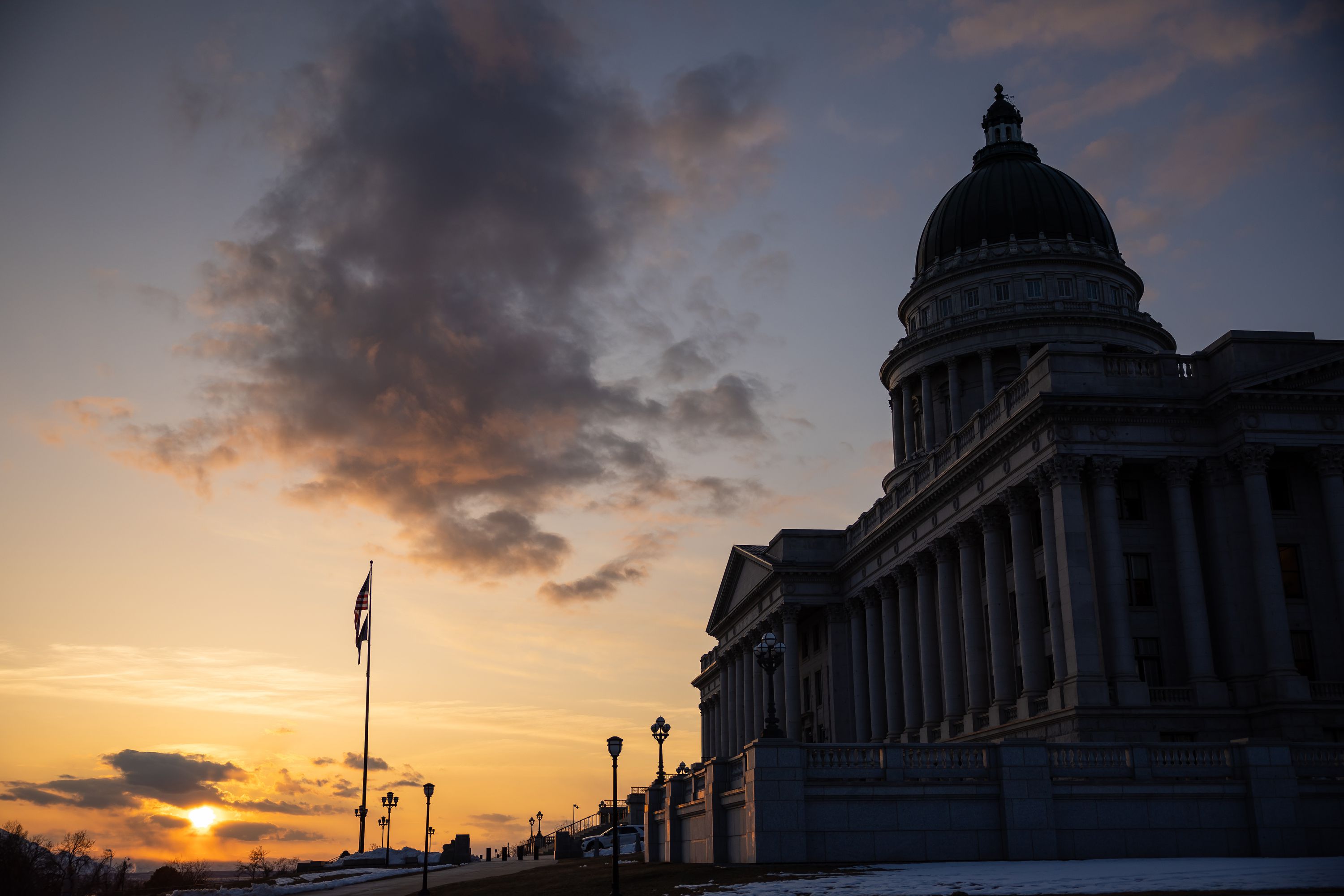 The Capitol in Salt Lake City is pictured on the last night of the legislative session, Friday. The Utah Legislature finalized the state's budget.