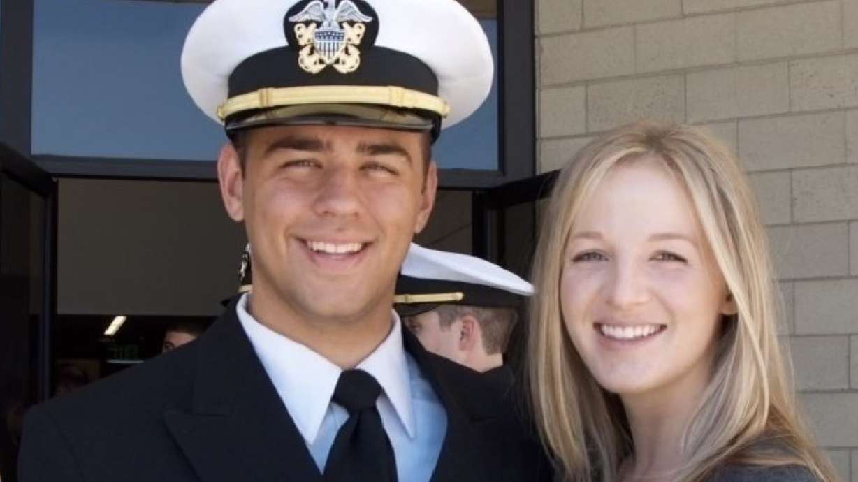 Navy Lt. Ridge Alkonis, and his wife, Brittany, are pictured in this family photo.