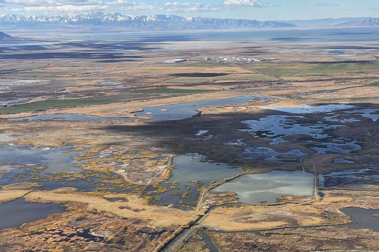 Water recedes in the Great Salt Lake on Nov. 11, 2022.