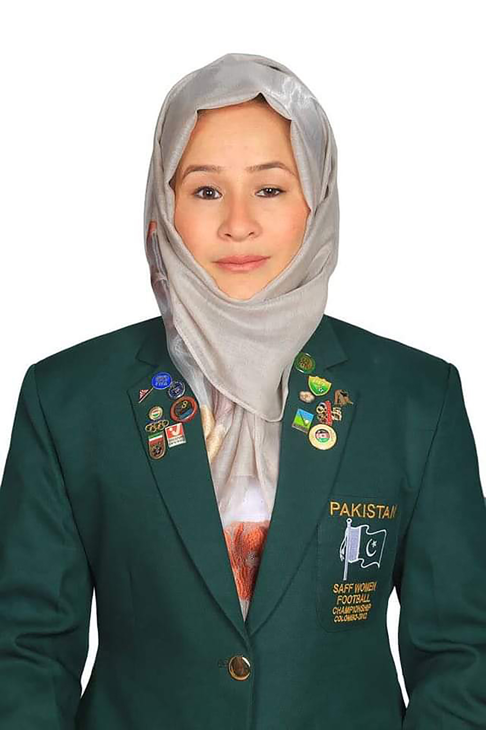 In this handout photo provided by Pakistan Hockey Federation on Thursday, March 2, 2023, shows women's field hockey player Shahida Raza, in Lahore, Pakistan. Raza was among other migrants who died in a shipwreck off Italy's southern coast. The migrants' wooden boat, crammed with passengers who paid smugglers for the voyage from Turkey, broke apart in rough water just off a beach in Calabria before dawn on Sunday. 