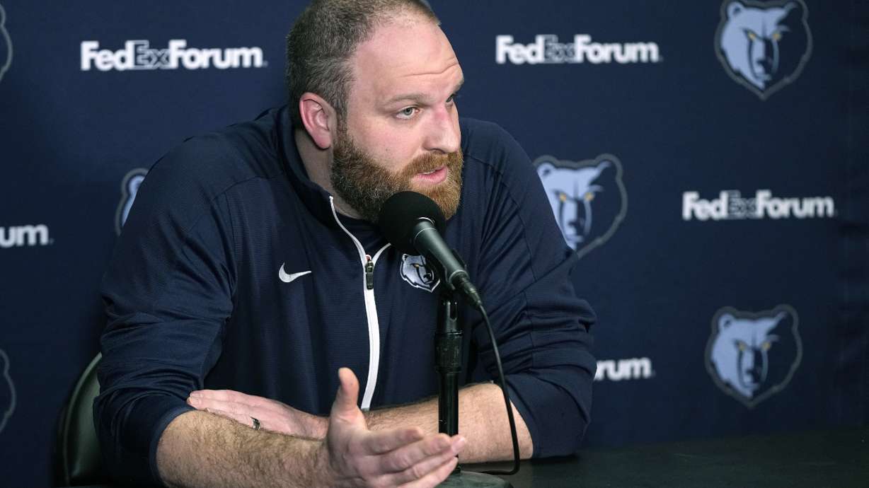 Memphis Grizzlies head coach Taylor Jenkins speaks about about Ja Morant during a news conference prior to an NBA basketball game against the Los Angeles Clippers Sunday, March 5, 2023, in Los Angeles. Morant is promising to get help after livestreaming himself holding what appeared to be a gun at a nightclub.