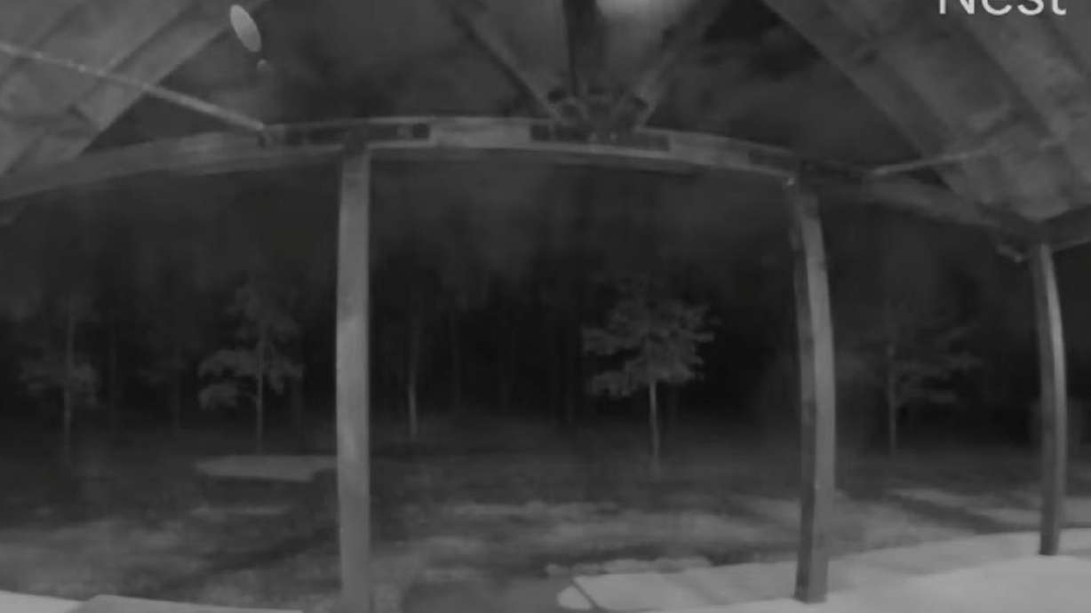 A meteor is caught on a security camera in the night sky in Arkansas.