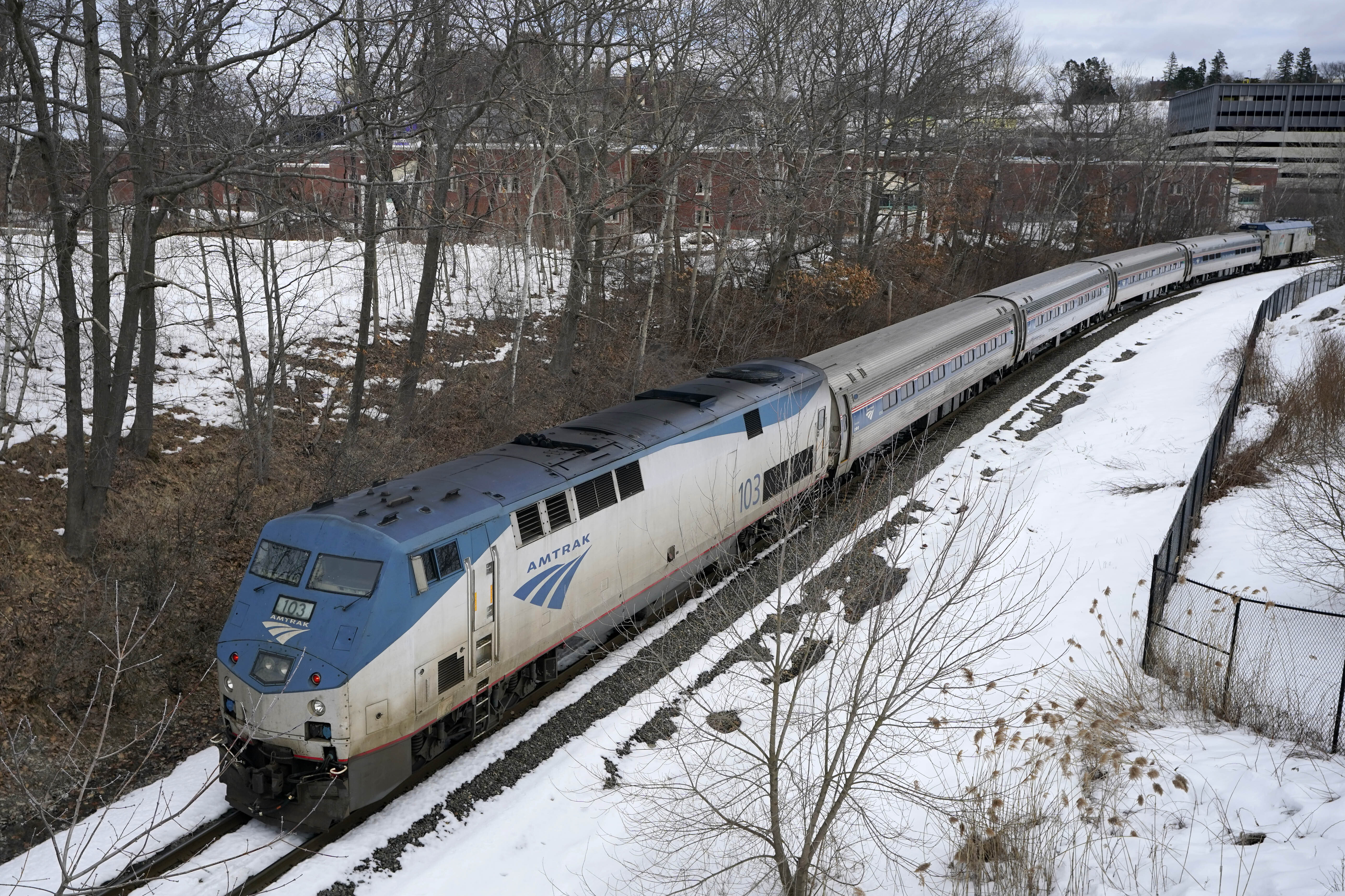 The Amtrak Downeaster travels through Portland, Maine, on March 8, 2023. Utah may reapply for a federal grant to study a plan linking Boise, Salt Lake City and Las Vegas by rail after Idaho reported a "mistake" the first time around.