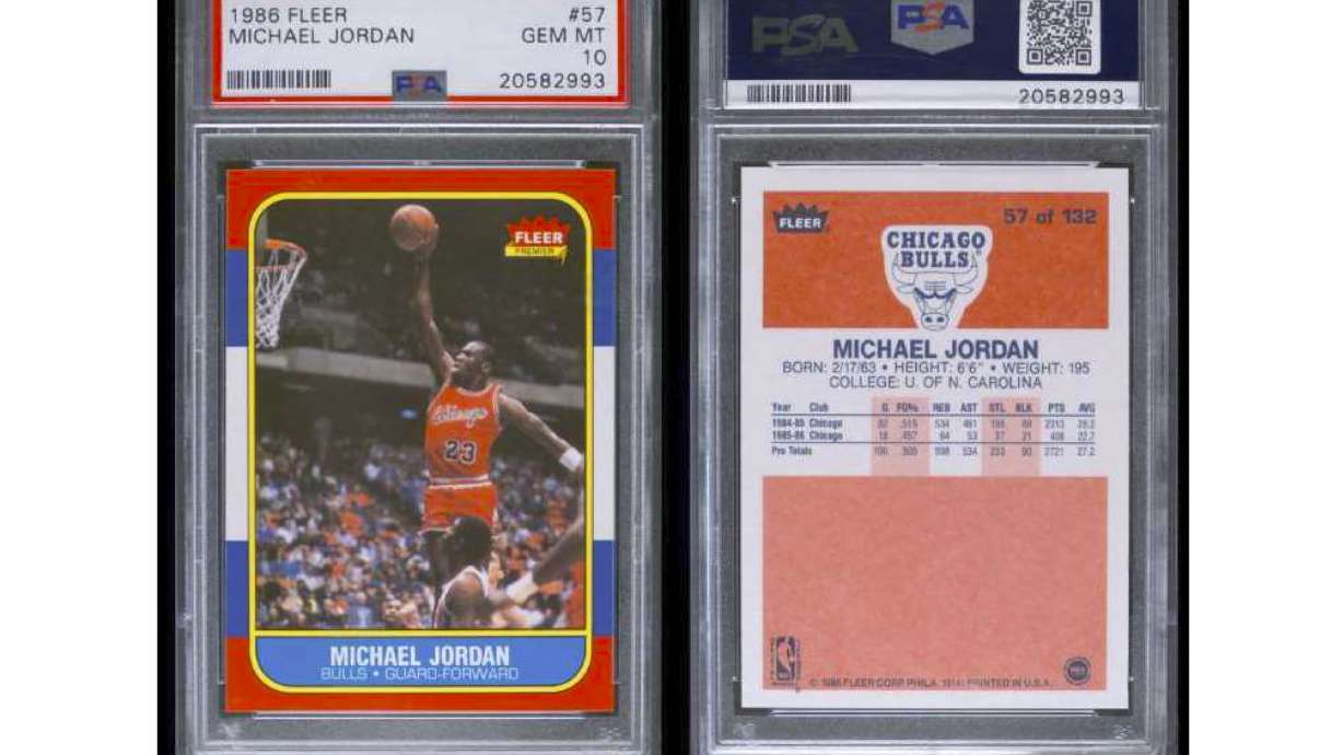 This undated photo provided by the U.S. Attorney's office, shows a counterfeit Michael Jordan basketball card prosecutors say was one of several traded and sold by a Colorado man. Prosecutors in New York say 82-year-old Mayo Gilbert McNeil made more than $800,000 off the scheme over four years.