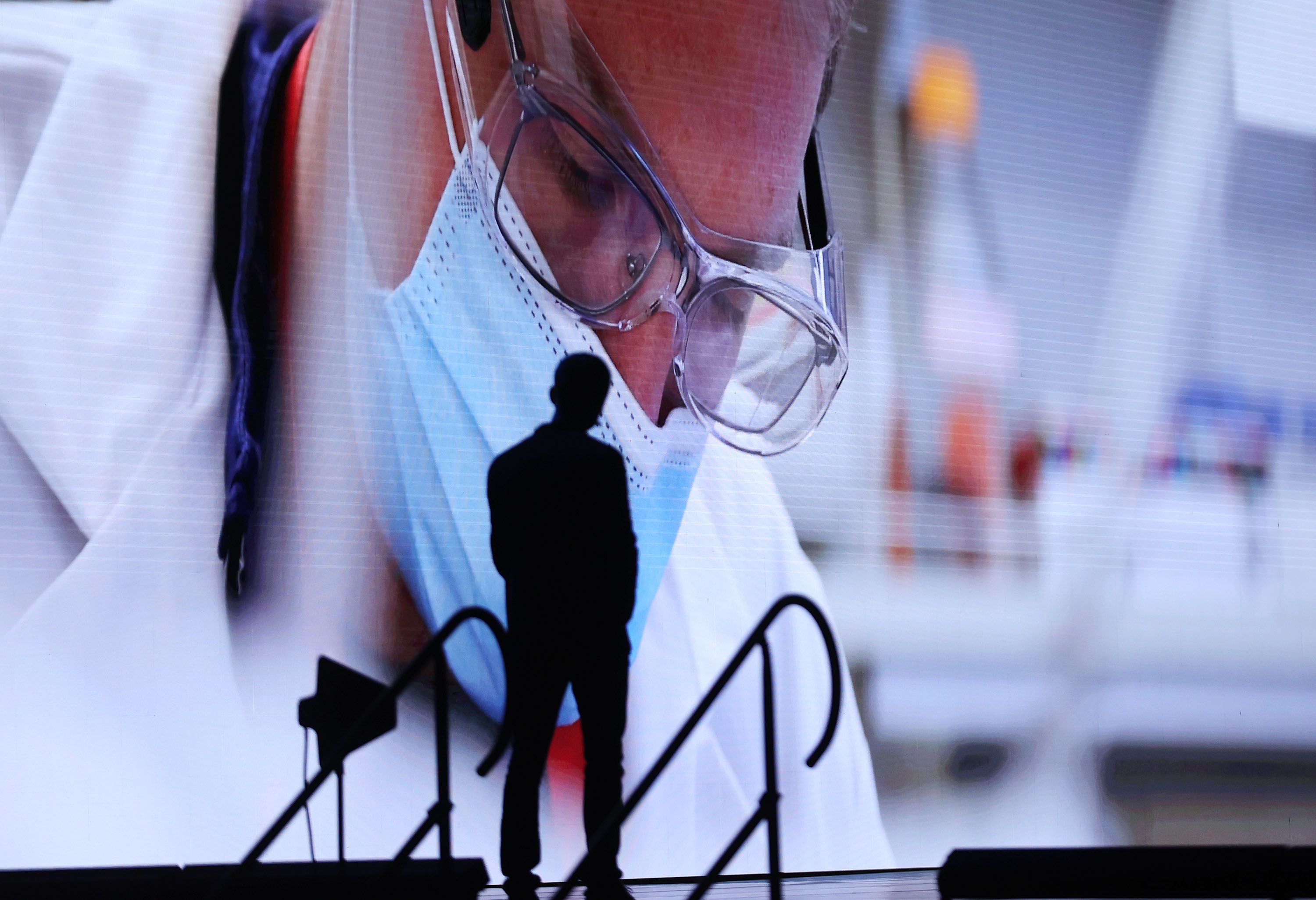 A University of Utah Health video is shown during the Qualtrics X4: The Experience Management Summit at the Salt Palace in Salt Lake City on Wednesday.