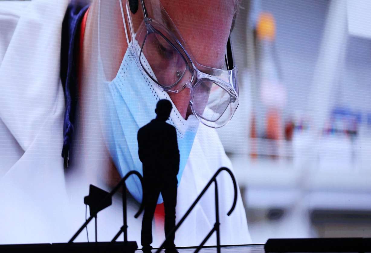 A University of Utah Health video is shown during the Qualtrics X4: The Experience Management Summit at the Salt Palace in Salt Lake City on Wednesday.