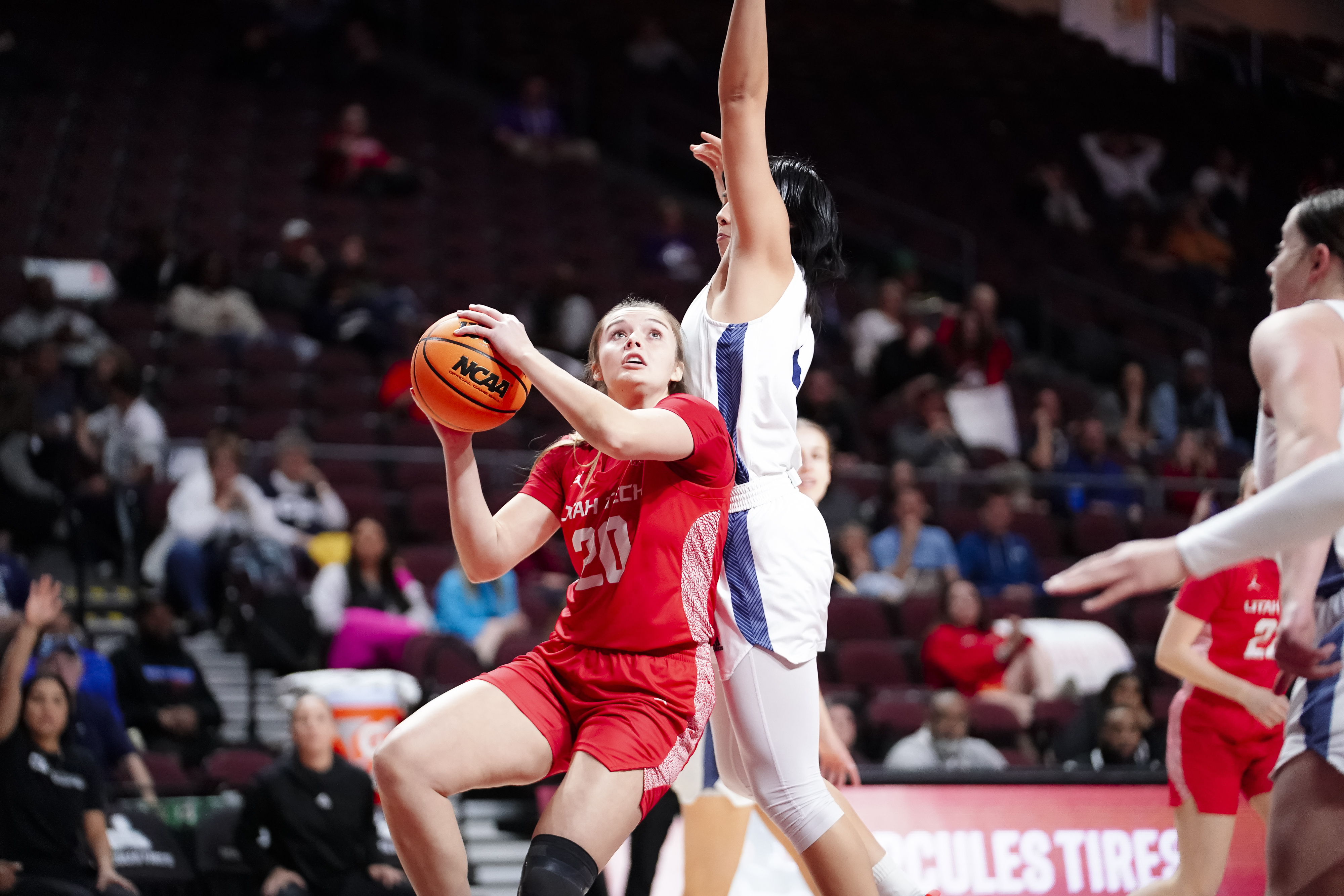 Utah Tech's Breaunna Gillen became the third-ever player with 1,100 career points in program history during the Trailblazers' loss to California Baptist in the quarterfinals of the WAC Tournament, Wednesday, March 8, 2023 at Orleans Arena in Las Vegas.