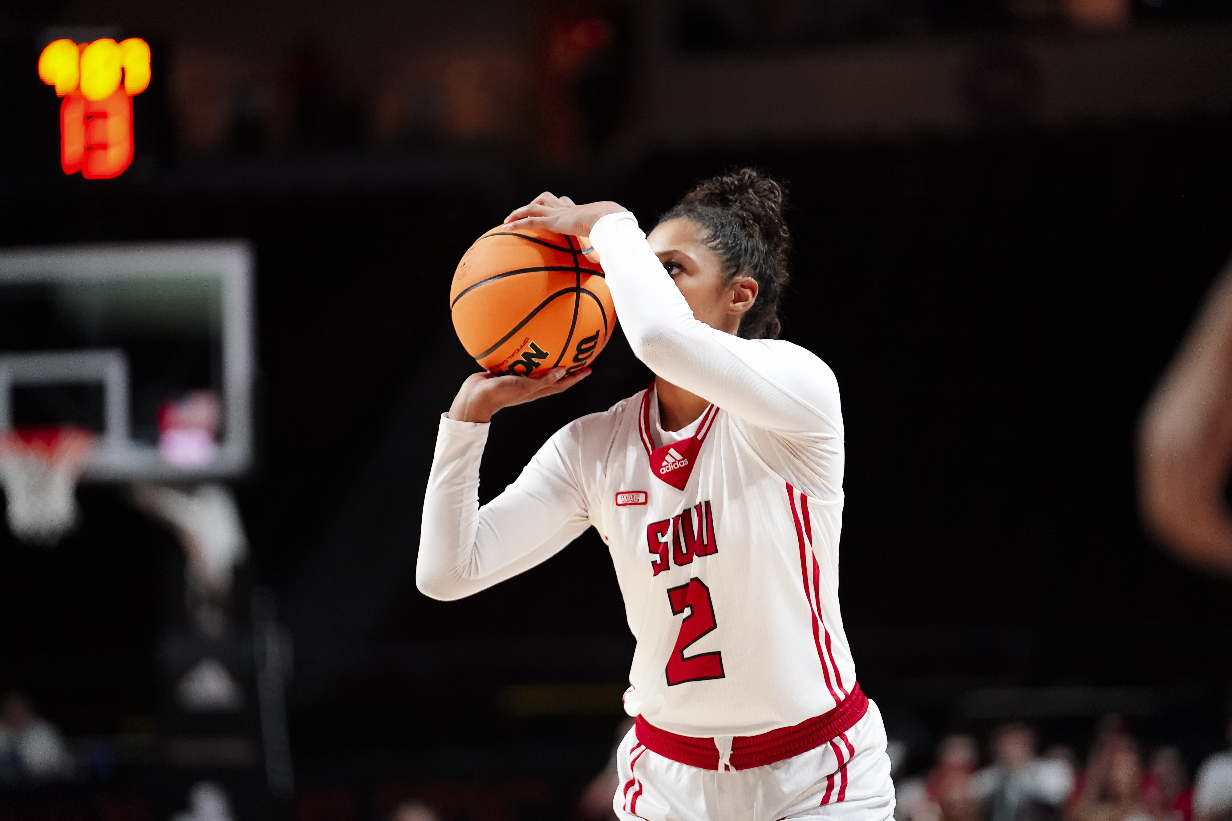 Southern Utah's Tomekia Whitman during a women's basketball game against New Mexico State in a WAC Tournament quarterfinal, Wednesday, March 8, 2023, at Orleans Arena in Las Vegas.