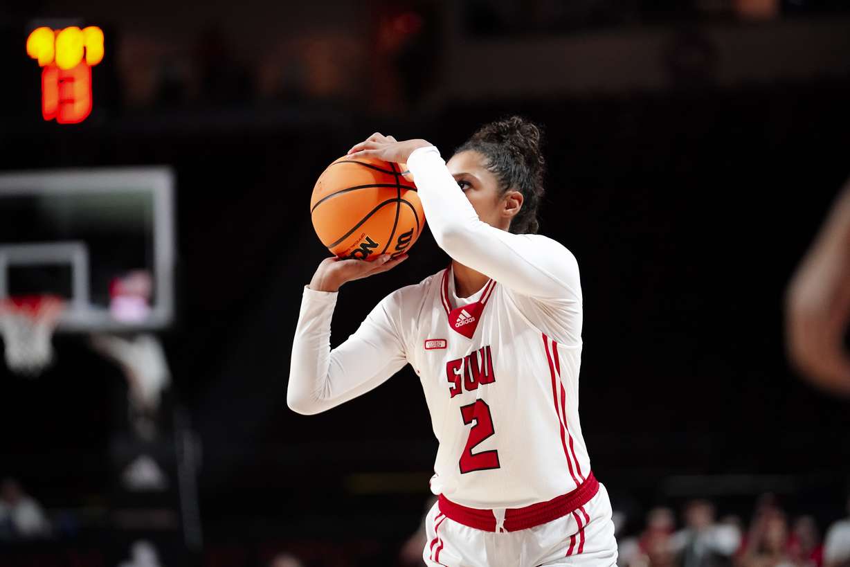 Southern Utah's Tomekia Whitman during a women's basketball game against New Mexico State in a WAC Tournament quarterfinal, Wednesday, March 8, 2023, at Orleans Arena in Las Vegas.