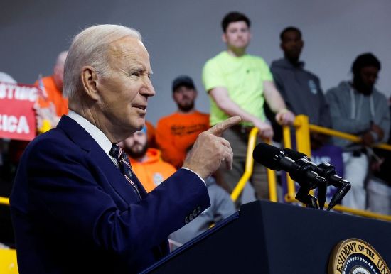 U.S. President Joe Biden delivers remarks about his budget for fiscal year 2024 at the Finishing Trades Institute in Philadelphia, Thursday.
