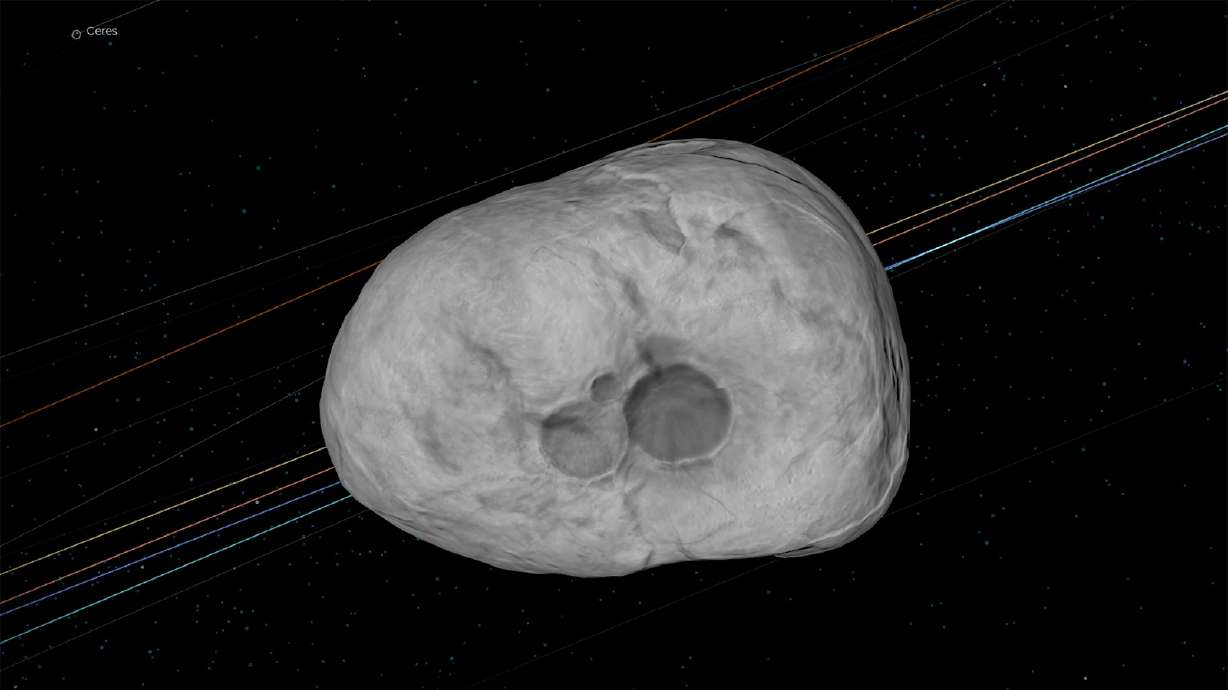 Astronomers recently spotted the 2023 DW asteroid, depicted in a rendering. The space rock is more than 11 million miles from Earth.