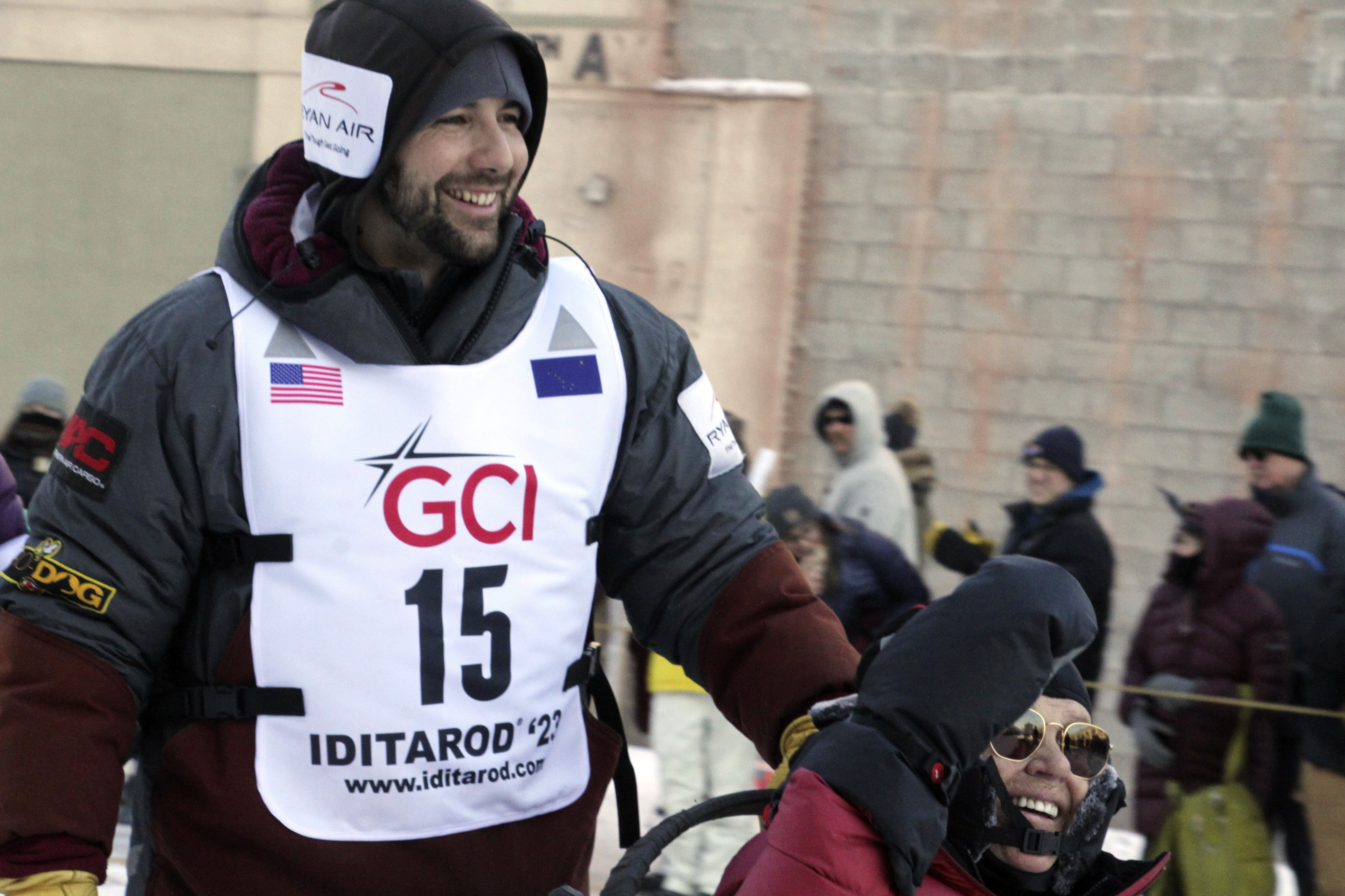 Musher Richie Diehl, wearing big No. 15, mushes down Fourth Avenue during the ceremonial start of the Iditarod Trail Sled Dog Race Saturday, March 4, 2023, in Anchorage, Alaska. Warm weather is making it tough sledding for mushers in this year's Iditarod, and Diehl said the conditions could be "soft and punchy." 