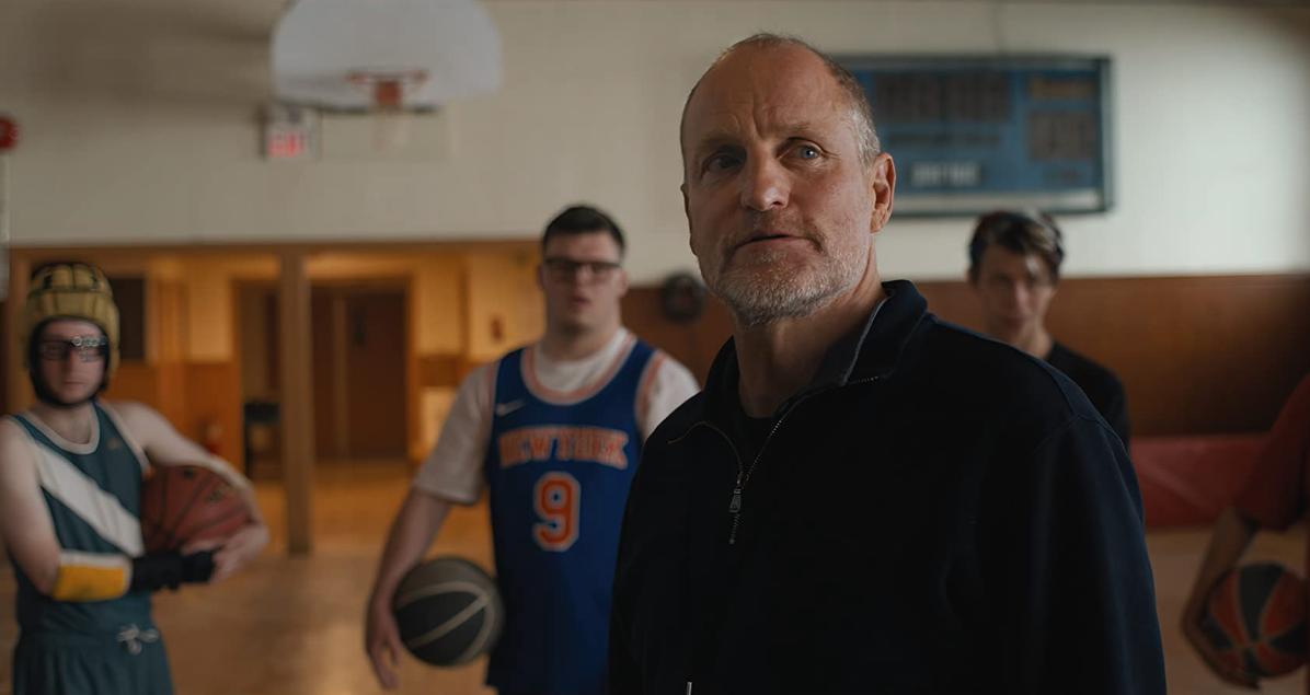 Woody Harrelson, Ashton Gunning, Tom Sinclair and James Day Keith star in "Champions," which opened in theaters Friday.