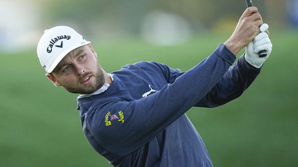 Adam Svensson, of Canada, watches his drive off the third tee during the second round of the Players Championship golf tournament Saturday, March 11, 2023, in Ponte Vedra Beach, Fla.
