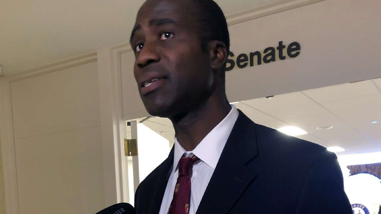 Dr. Joseph Ladapo speaks with reporters after the Florida Senate confirmed his appointment as the state's surgeon general on Feb. 23, 2022, in Tallahassee, Fla. U.S. health agencies have sent a letter to Florida's surgeon general, warning him that his claims about COVID-19 risks are harmful to the public.