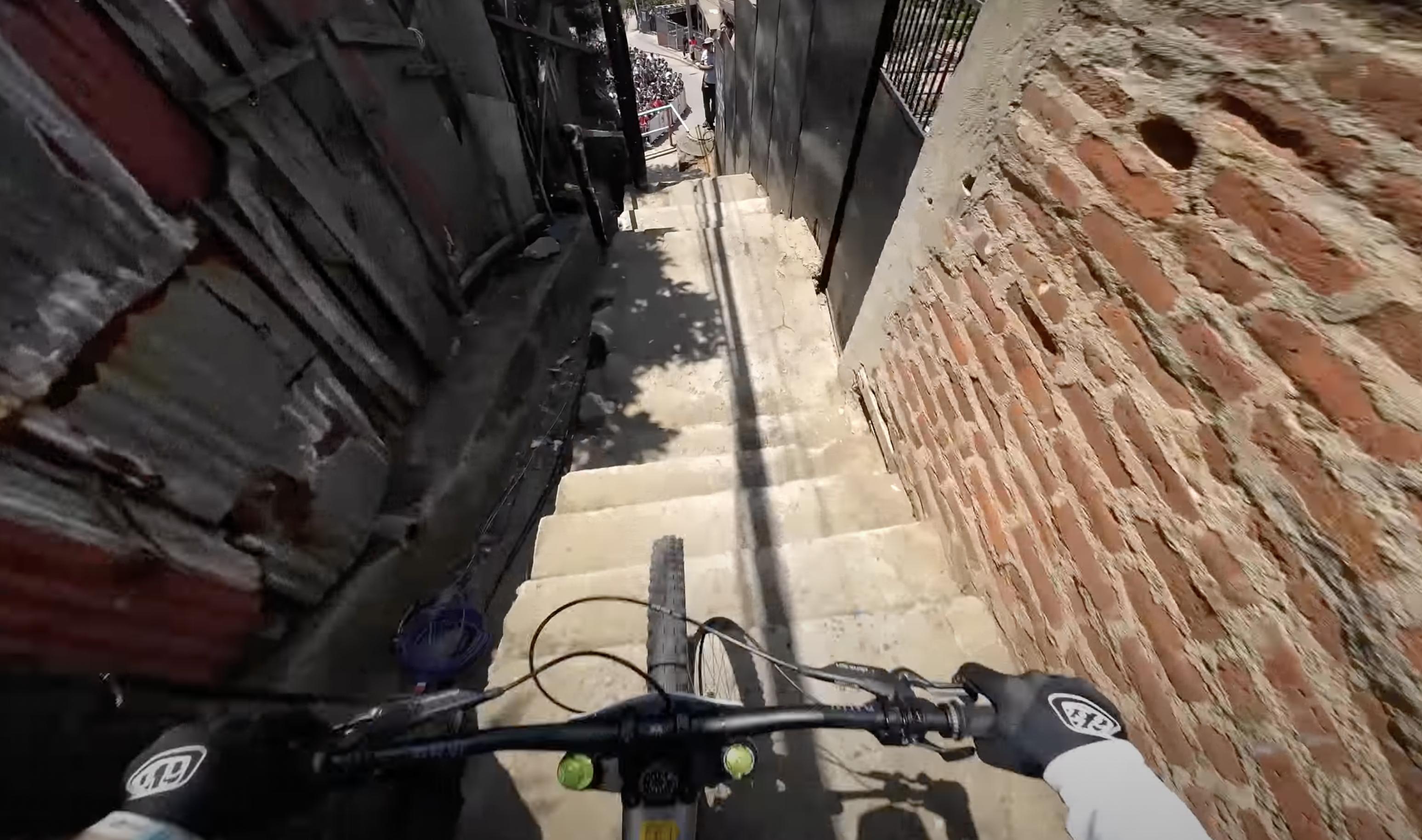 In this video, Lewis Buchanan straps a camera on his helmet to show us a hit point of view as he screams down the track of Red Bull's Valparaíso Cerro Abajo Urban DH 2023 in Valparaíso, Chile.