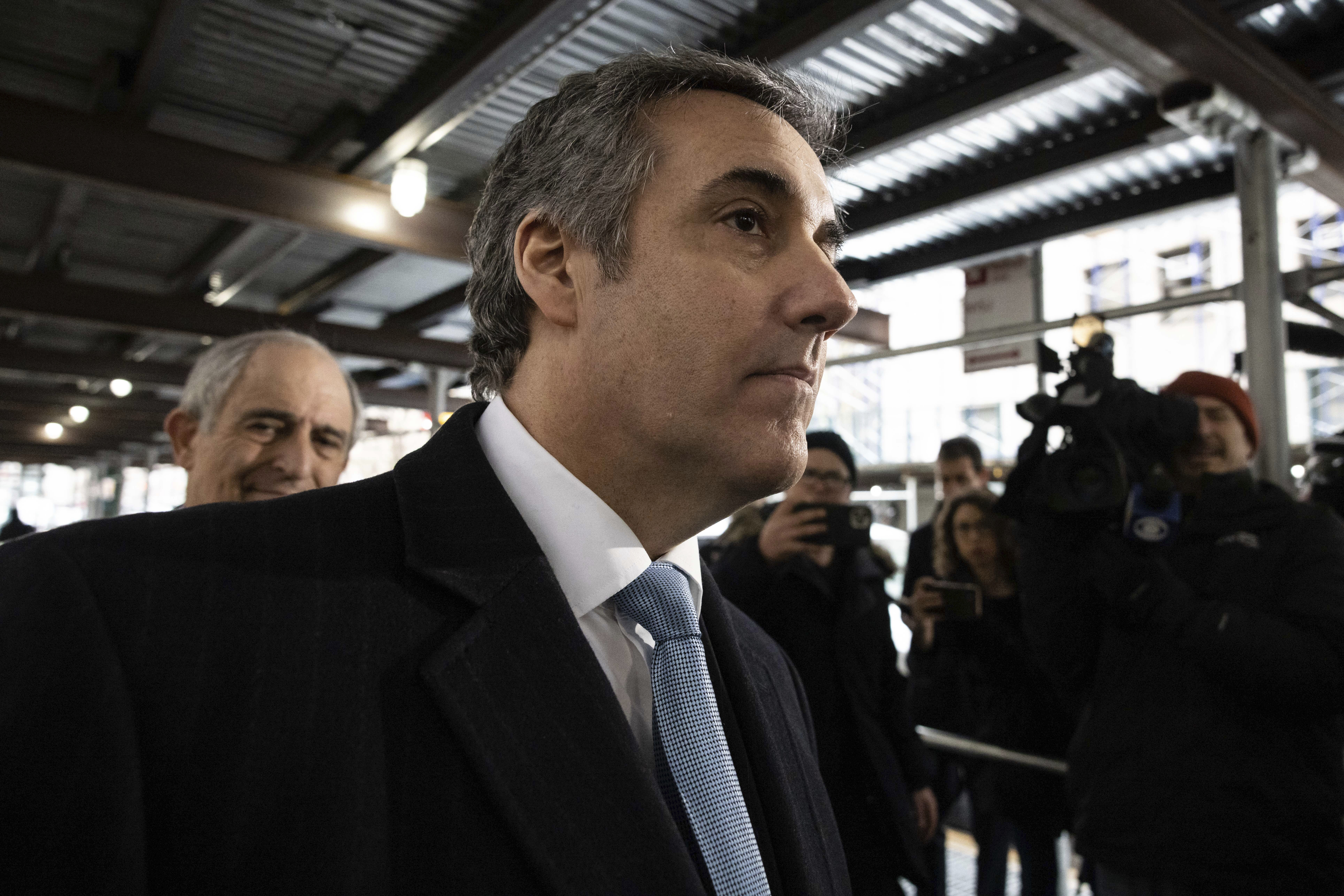 Michael Cohen arrives Monday at the district attorney's office where he testified for three hours before a grand jury investigating hush money payments he arranged and made on behalf of former President Donald Trump.