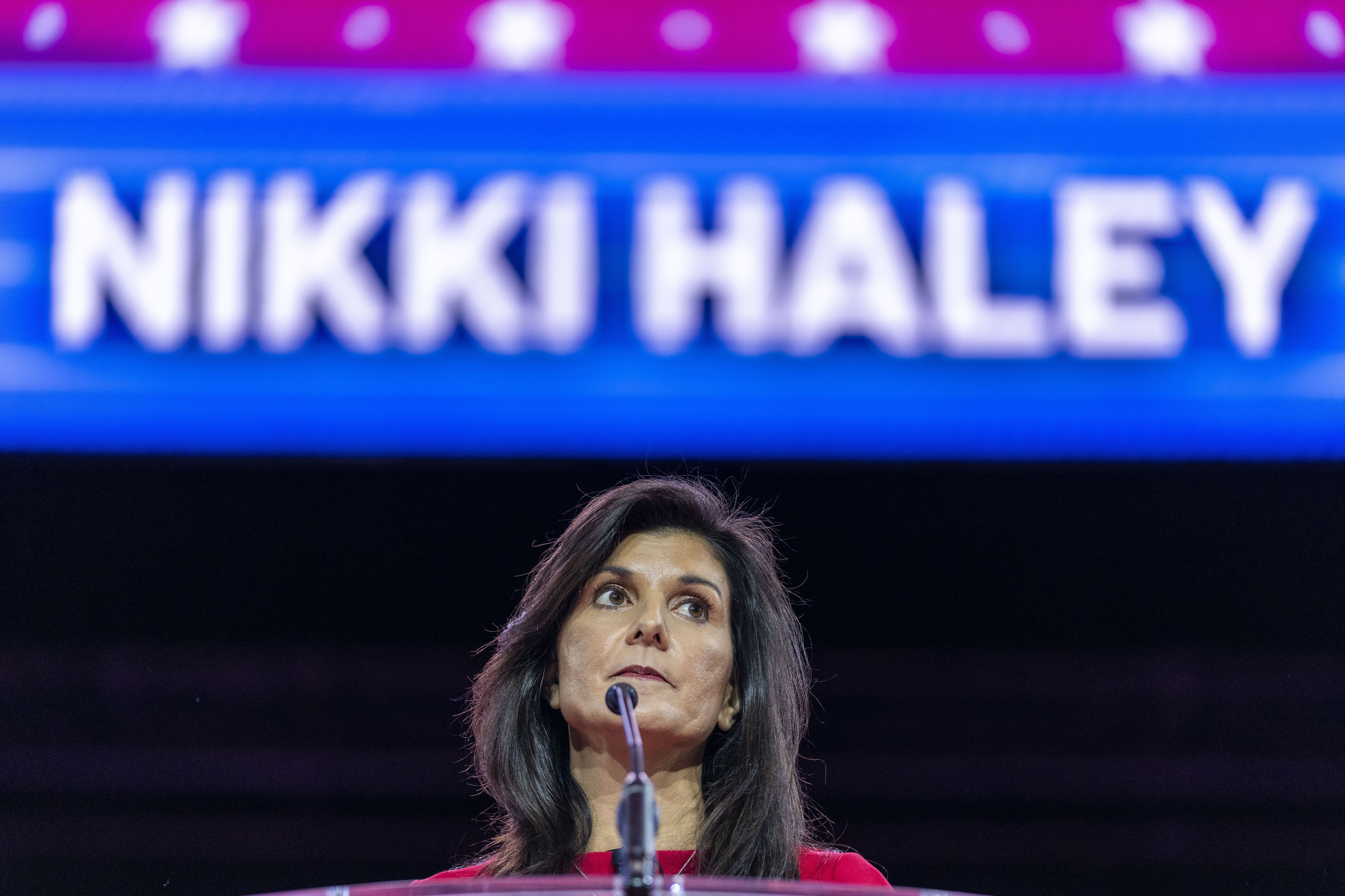 Republican presidential candidate and former ambassador to the United Nations Nikki Haley speaks at the Conservative Political Action Conference, CPAC 2023, March 3 at National Harbor in Oxon Hill, Maryland.