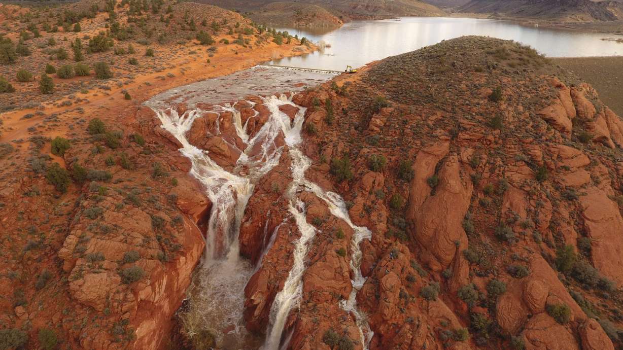 An undated photo of the Gunlock State Park waterfalls. A man was taken to a southern Utah hospital after he was pulled from a popular reservoir Sunday morning.