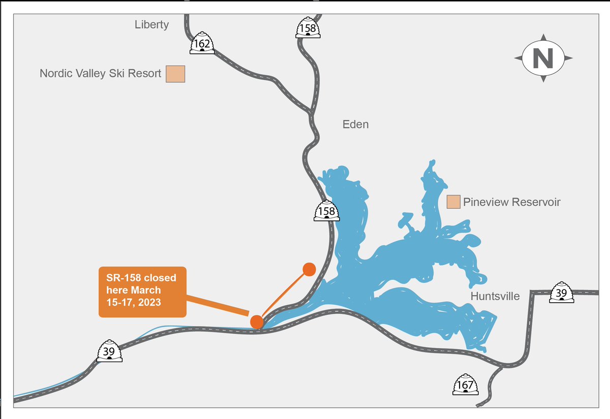 State Route 158, near Pineview Reservoir in Weber County, will be closed for maintenance Wednesday through Friday this week. 