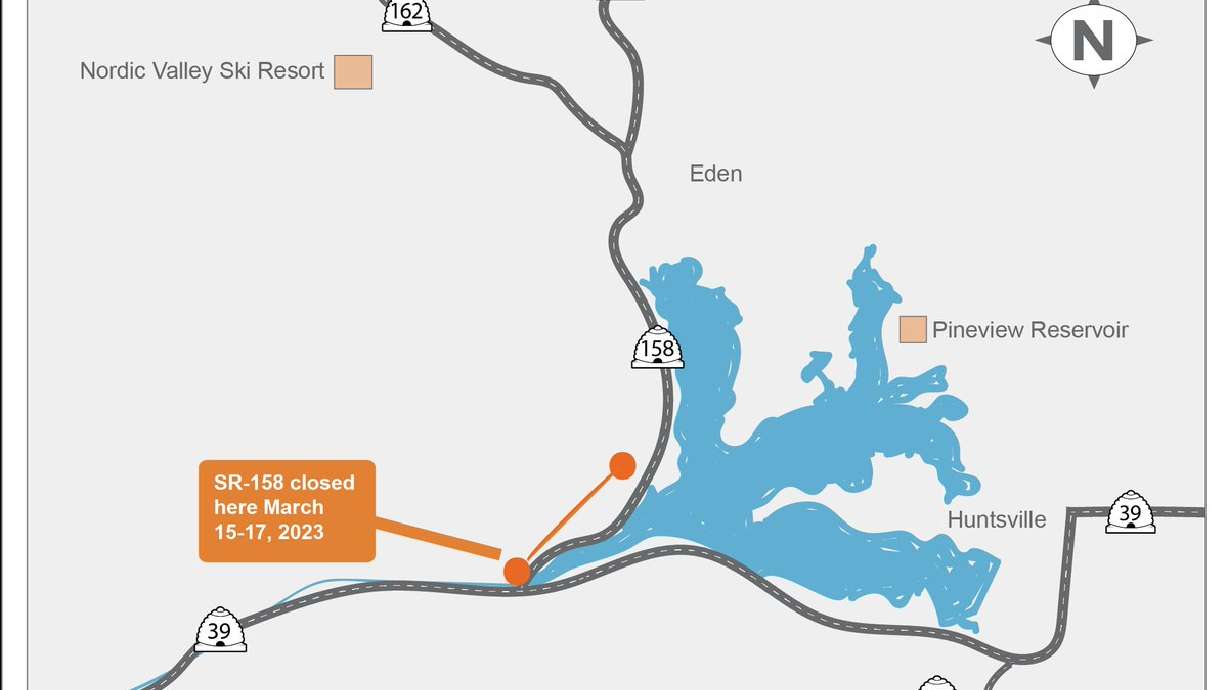 State Route 158, near Pineview Reservoir in Weber County, will be closed for maintenance Wednesday through Friday this week.