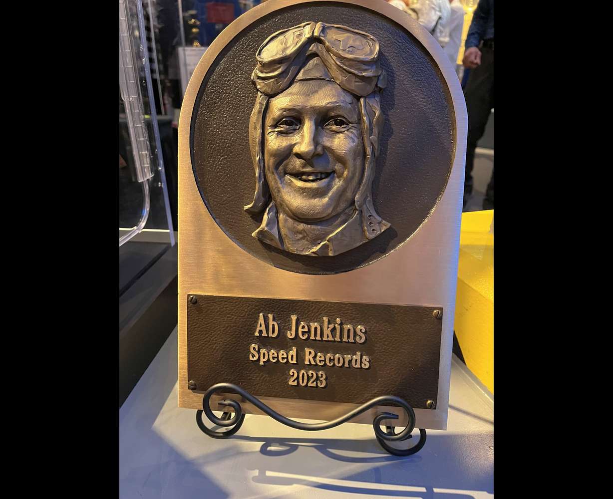 Ab Jenkins' Motorsports Hall of Fame of America plaque is seen in this undated photo.