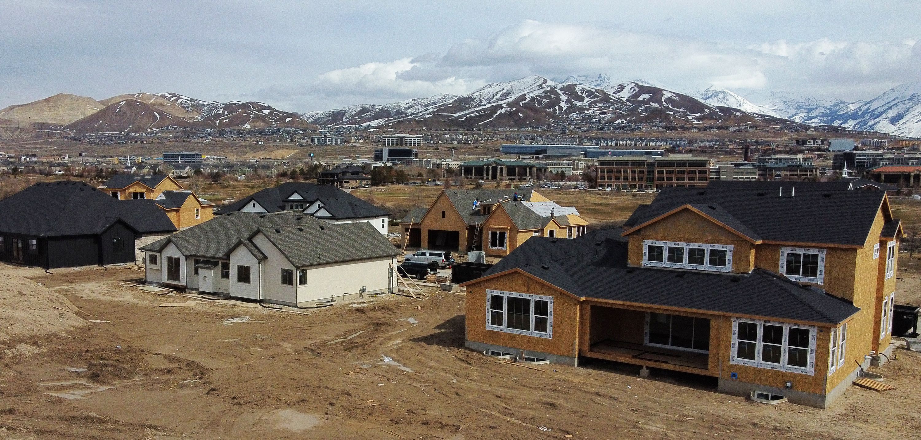 Houses under construction near Thanksgiving Point and Silicon Slopes in Lehi on Tuesday. The West's housing markets could be in for some more pain, depending on how far reverberations from the collapse of Silicon Valley Bank reach.