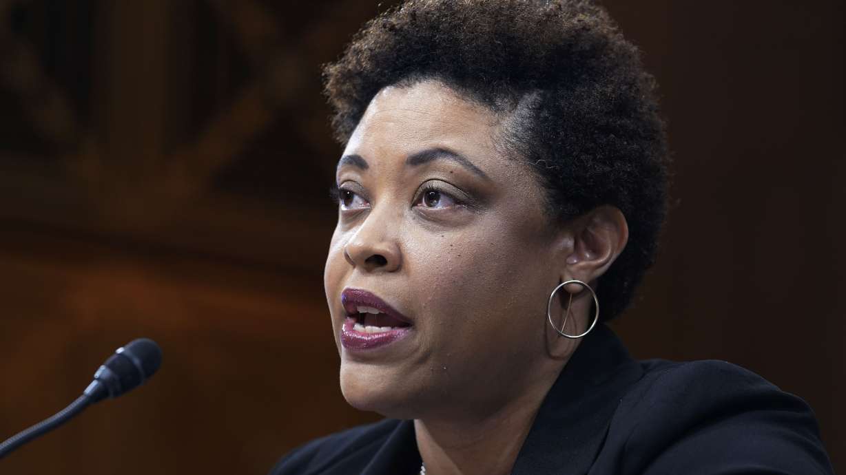 Office of Management and Budget Director Shalanda Young testifies during a Senate committee on the president’s FY ’24 budget proposal, Wednesday on Capitol Hill in Washington.