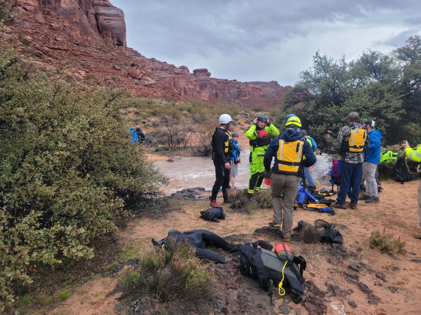 A family of five and another man were rescued on Wednesday from the other side of a flash flood by Washington County Search and Rescue in Snow Canyon State Park.