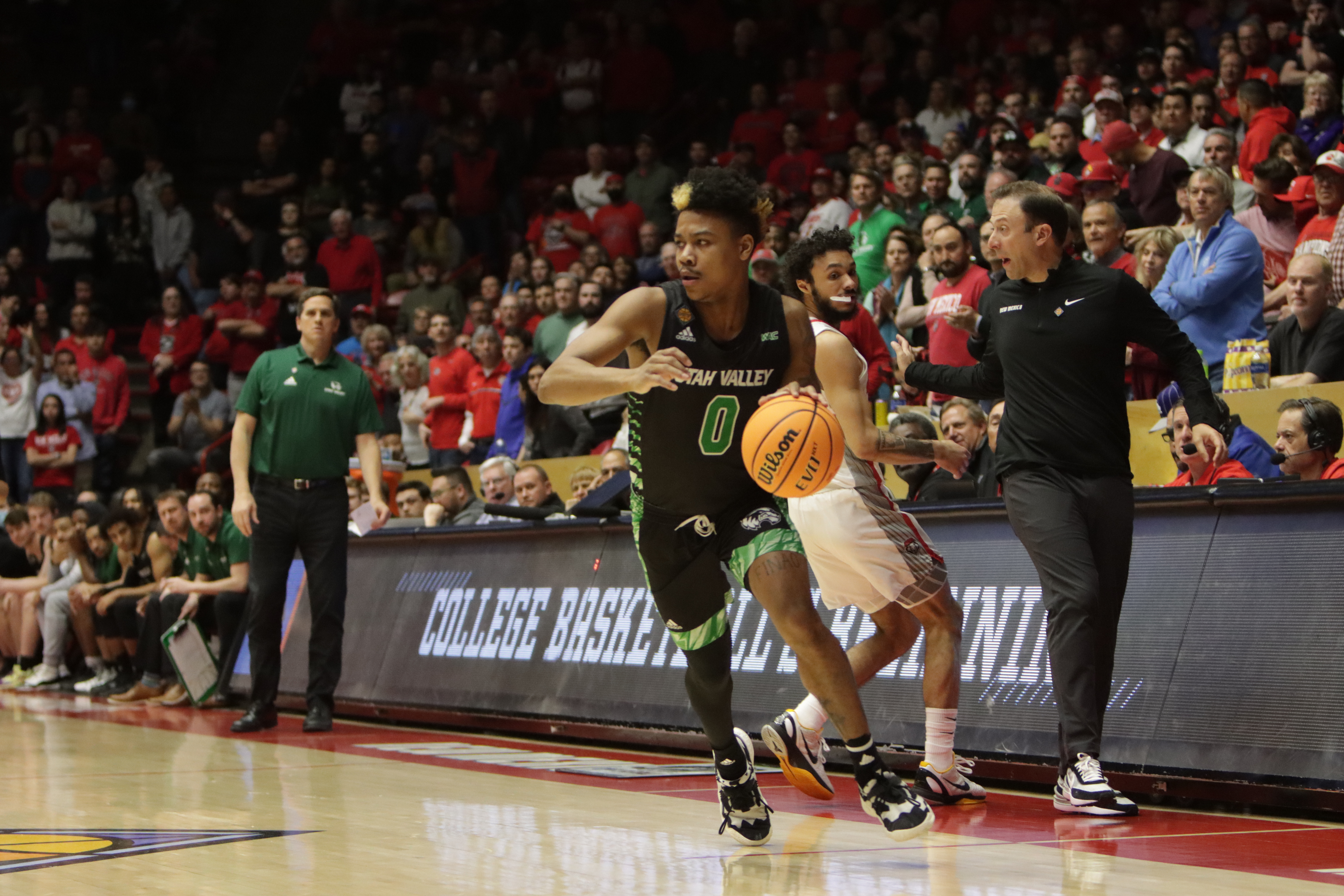 Justin Harmon poured in a career-high 32 points to go along with three rebounds and three assists to lead the Wolverines to their first NIT victory in school history, 83-69, over No. 2-seeded New Mexico in the Pit in Albuquerque, New Mexico.