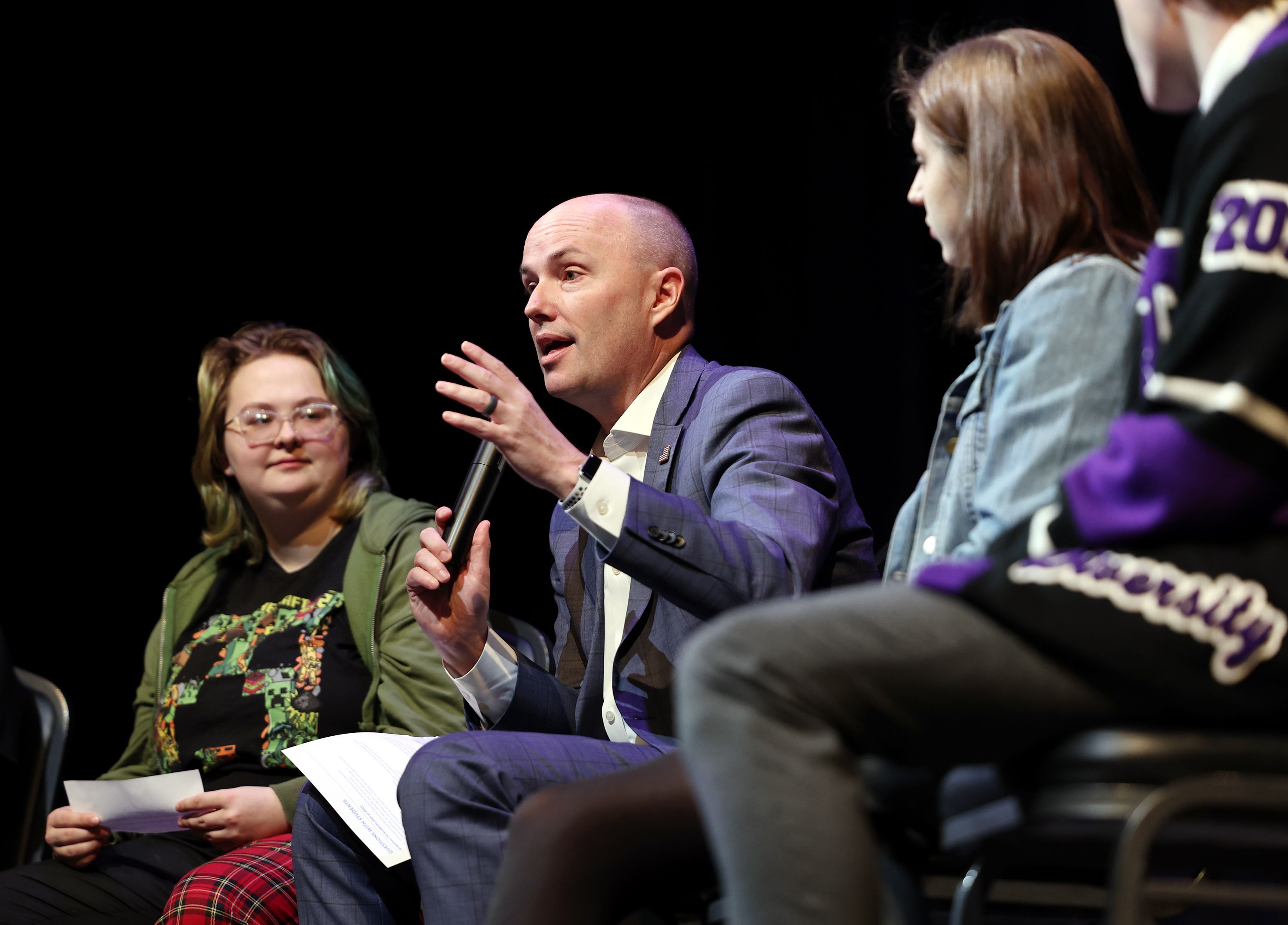 Gov. Spencer Cox kicks off his Connecting Utah Tour with the first stop at Tooele High School on Monday.