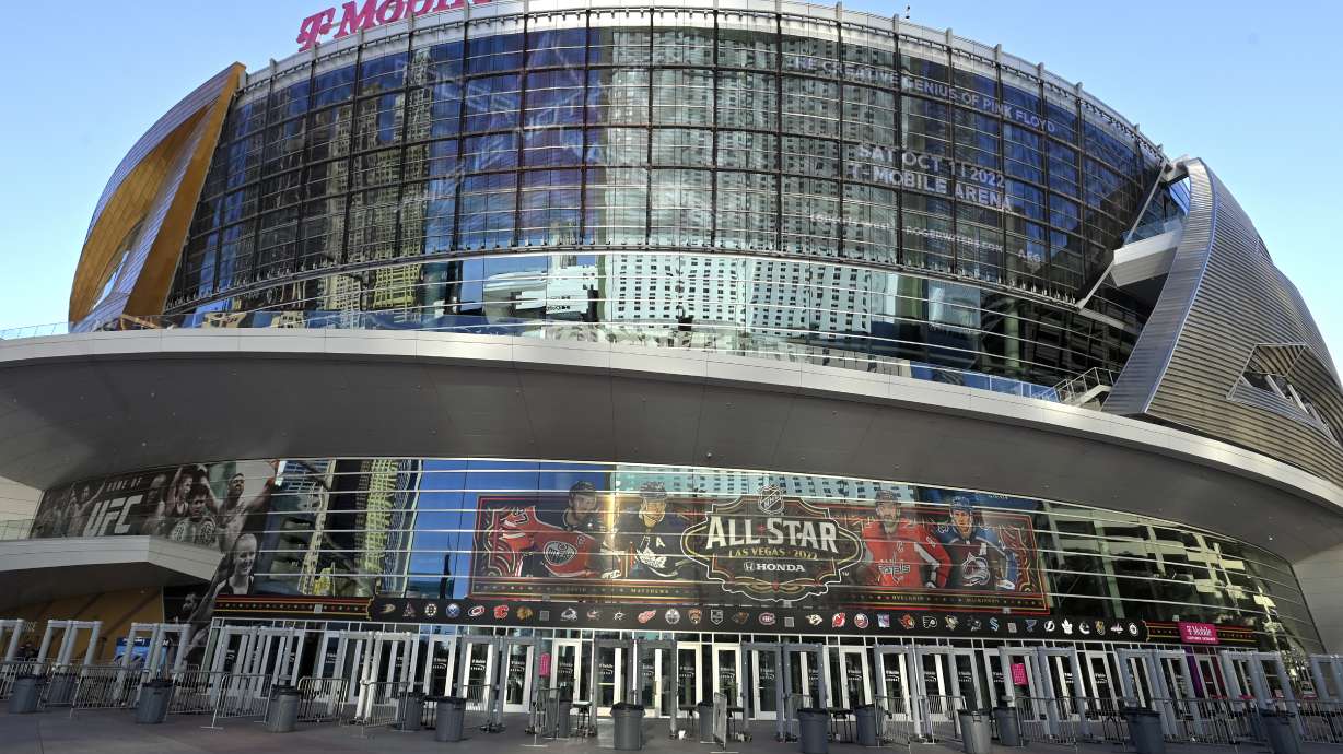 FILE - T-Mobile Arena stands in Las Vegas Feb. 1, 2022, in Las Vegas. With sports betting abound, the NCAA has no qualms about placing its college basketball championships in Las Vegas. The West Region games at the arena are among nine championship events the NCAA awarded to the city in 2020.