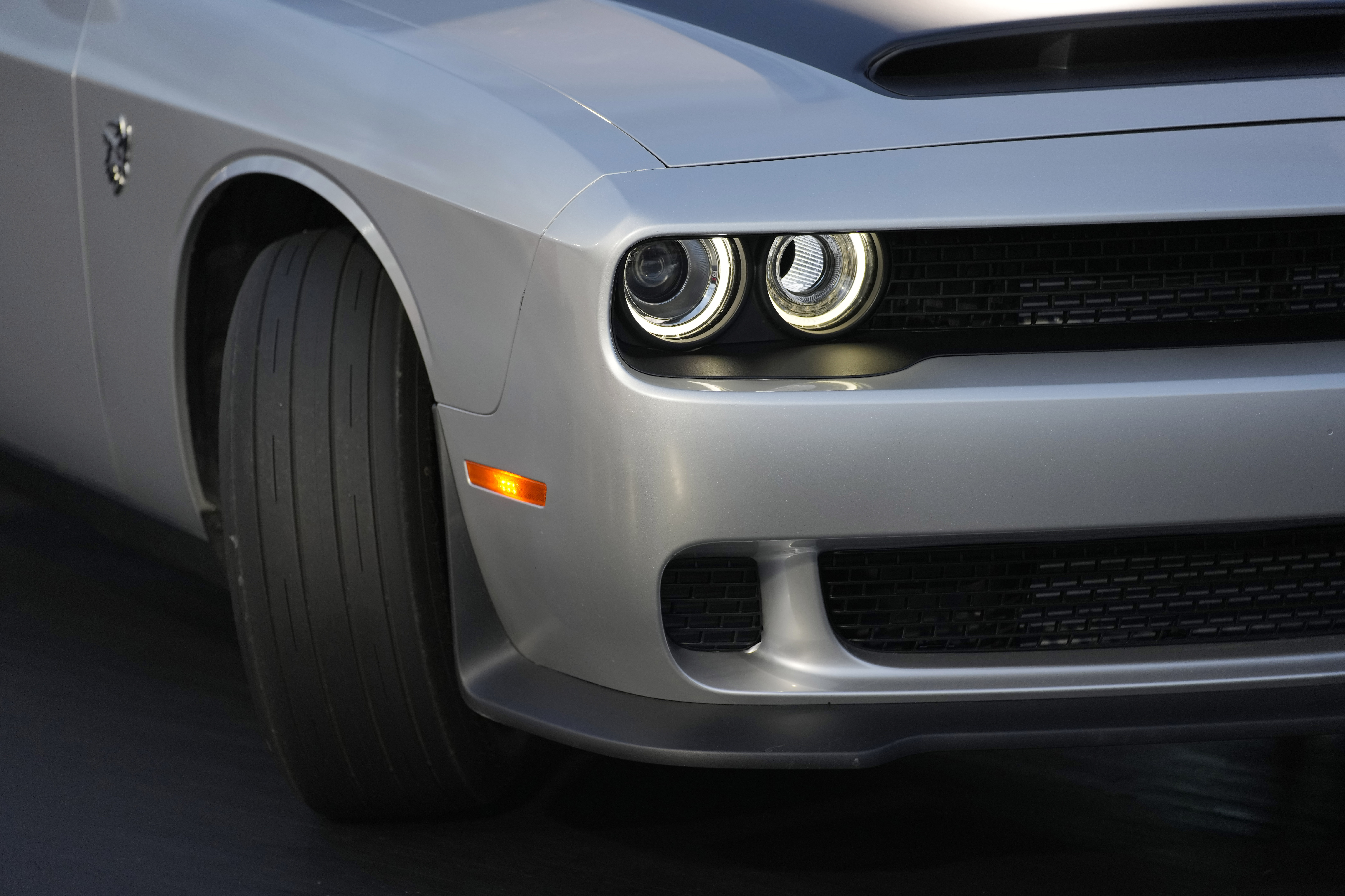 The 2023 Challenger SRT Demon 170 is seen during an event to unveil the car Monday, in Las Vegas. It's the last gas-powered muscle car from Dodge.