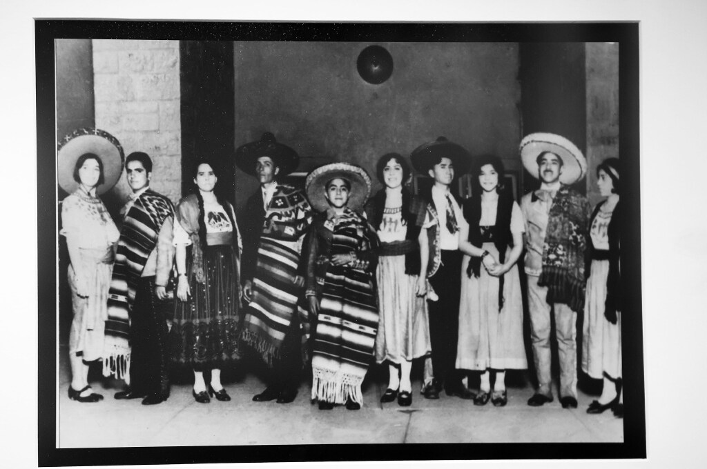 A 1925 photo on display at the Mexican Consulate in Salt Lake City on Wednesday, Dec. 21, 2022. The photo shows a Mexican Celebration at the Tabernacle organized by a local Spanish stake. The celebration helped served as the roots of the Church's Luz de Naciones celebration.