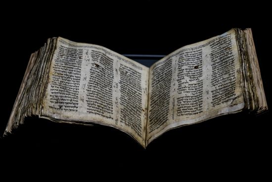 The Codex Sassoon 1,100-year-old Hebrew Bible is on display at the Tel Aviv's ANU Museum of the Jewish People for a week-long exhibition of the manuscript, part of a whirlwind worldwide tour of the artifact in the United Kingdom, Israel and the United States before its expected sale, Israel, March 22. One of the oldest