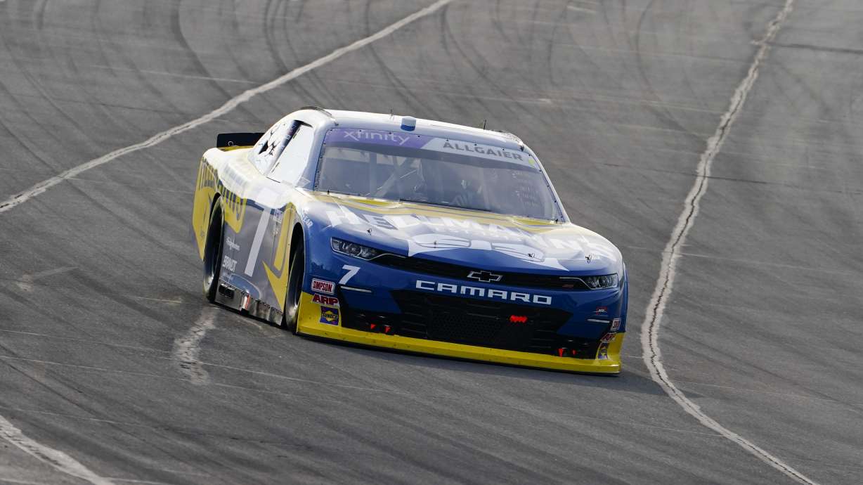 Justin Allgaier takes his Camaro through its paces as he drives in the NASCAR Xfinity Series auto race at Pocono Raceway, July 23, 2022, in Long Pond, Pa. The Chevrolet Camaro is going out of production.