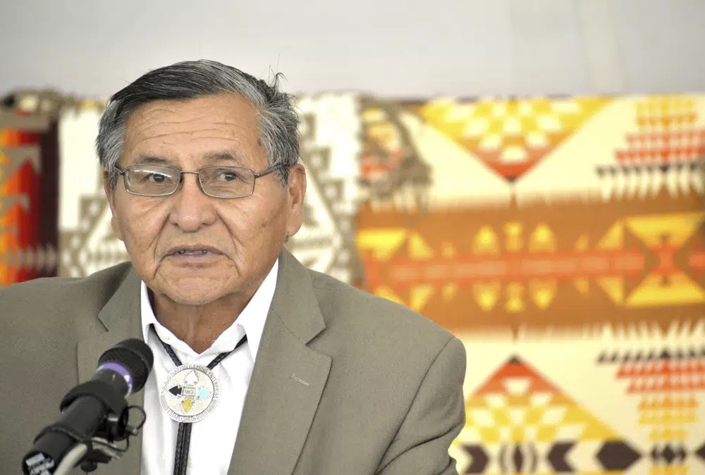 Navajo Nation President Ben Shelly speaks during a ground breaking ceremony near Farmington, N.M., on Oct. 7, 2014. Shelly died Wednesday, in New Mexico, after a long illness, family spokesman Deswood Tome said.