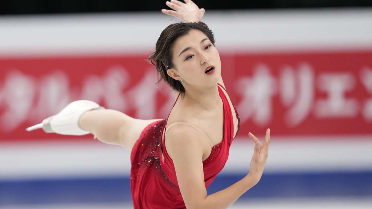Kaori Sakamoto of Japan performs during the women's free skating program in the World Figure Skating Championships in Saitama, north of Tokyo, Friday, March 24, 2023.