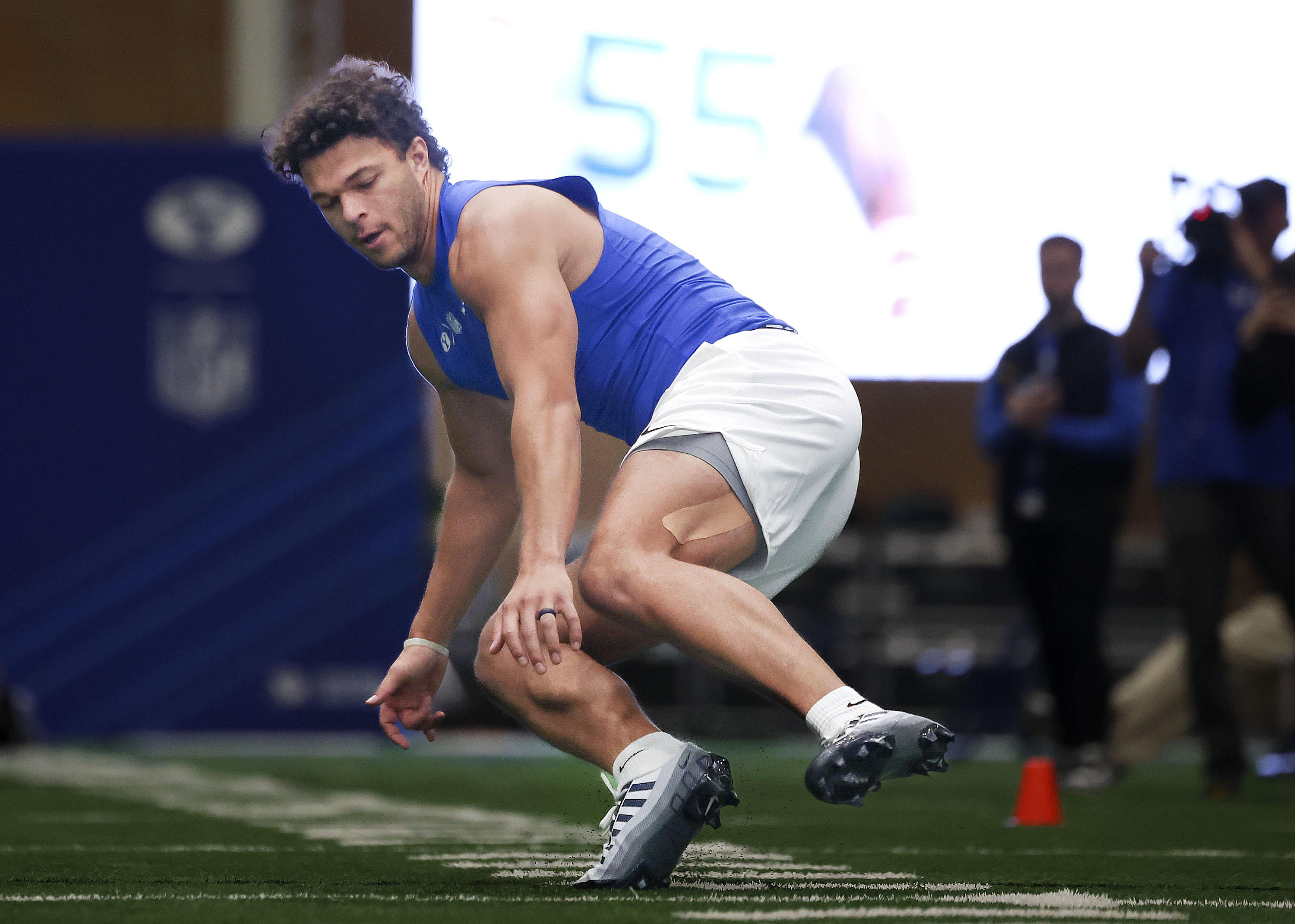 BYU quarterback Jaren Hall participates in BYU's pro day at the school's practice facility in Provo on Friday, March 24, 2023.