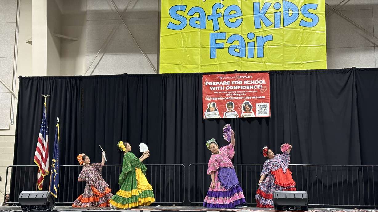 Dance group Ballet Folklorico Eck Juvenil performs at the Safe Kids Fair at Mountain America Exposition Center in Sandy on Saturday.