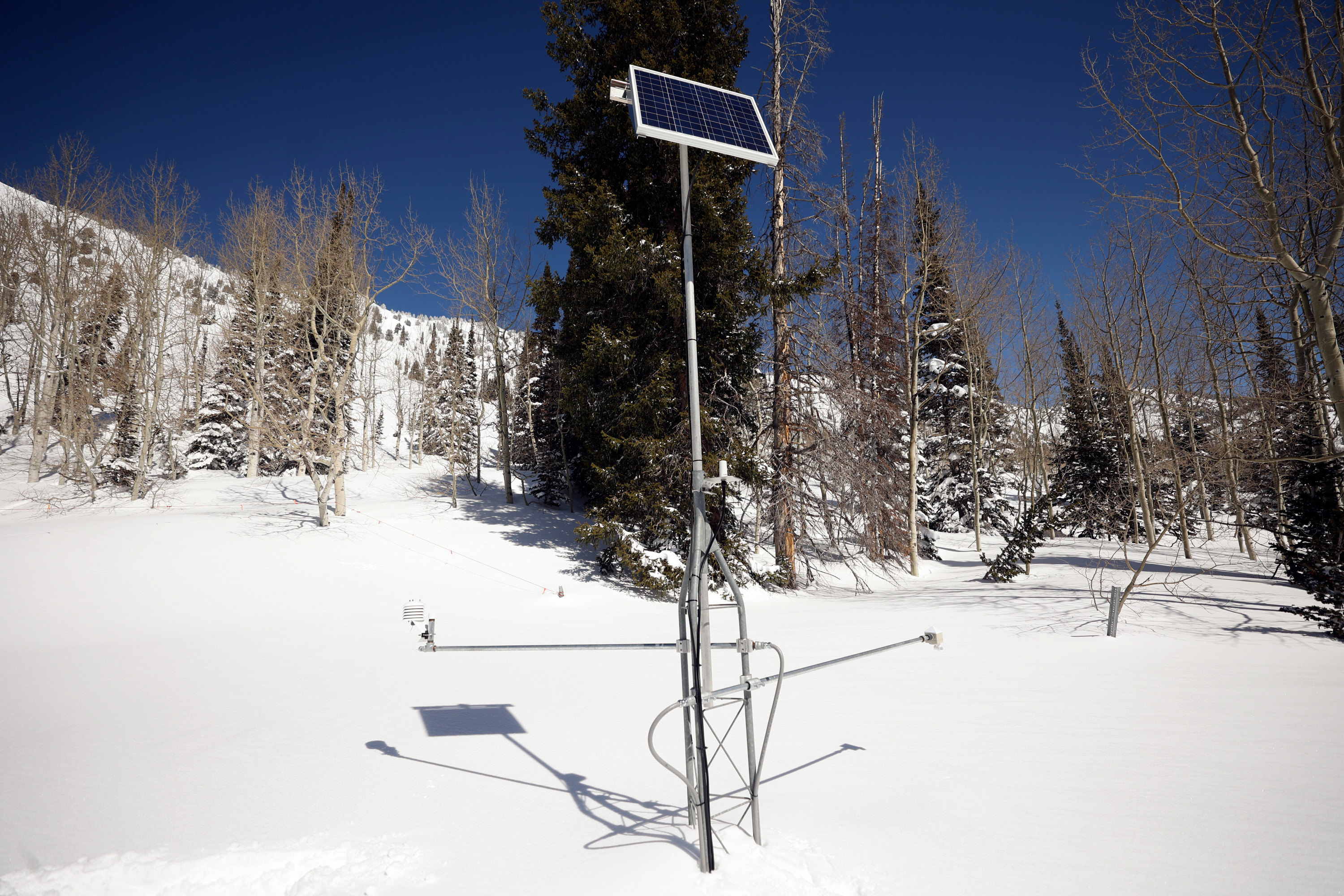 The Atwater snowpack site in Alta, operated by the Natural Resources Conservation Service, is pictured on March 16. The site is a part of the Provo-Utah Lake-Jordan snowpack basin, which broke a record for its highest snowpack this year.