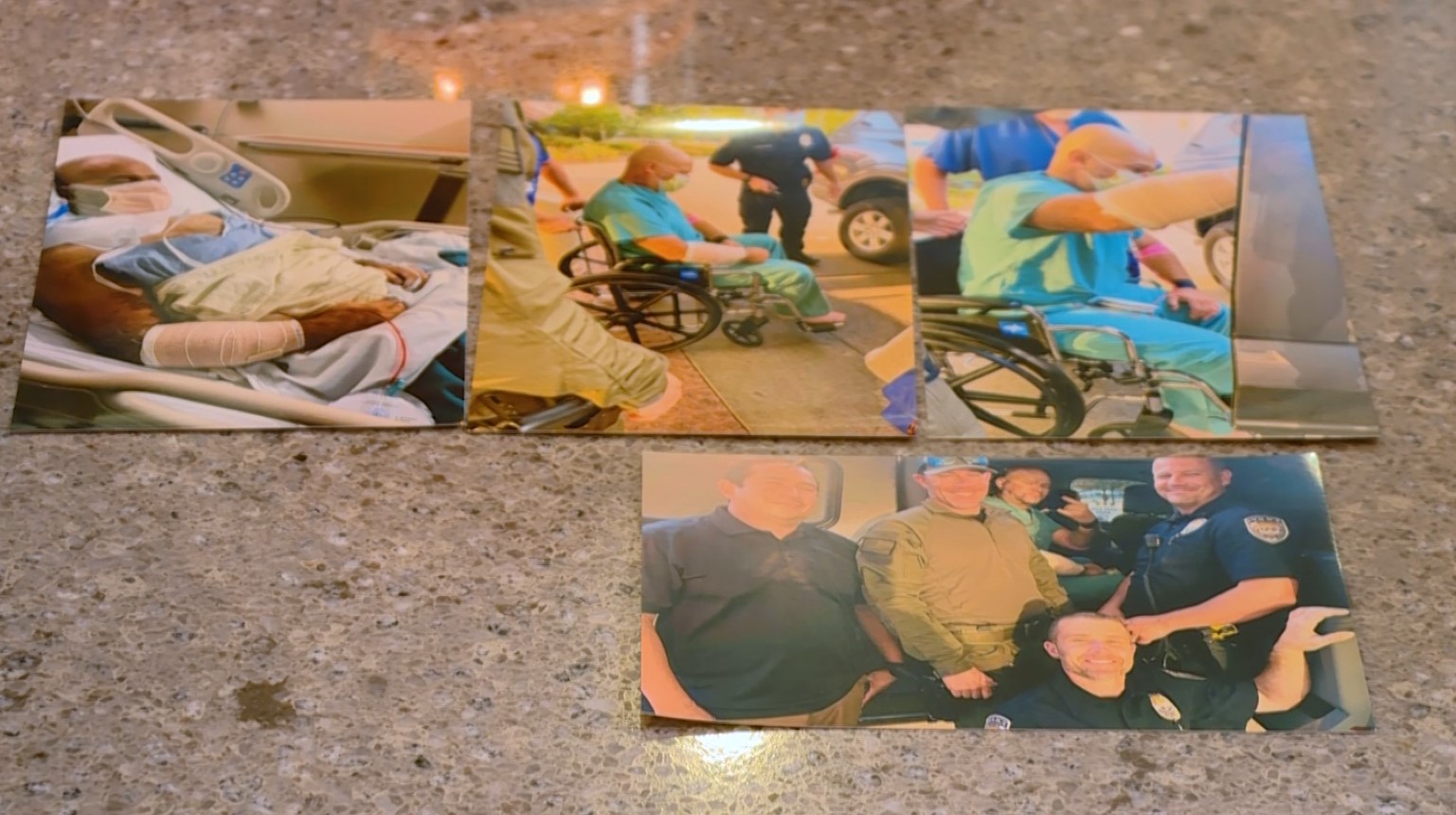 Photos of Sgt. Greg Moffitt in the hospital.