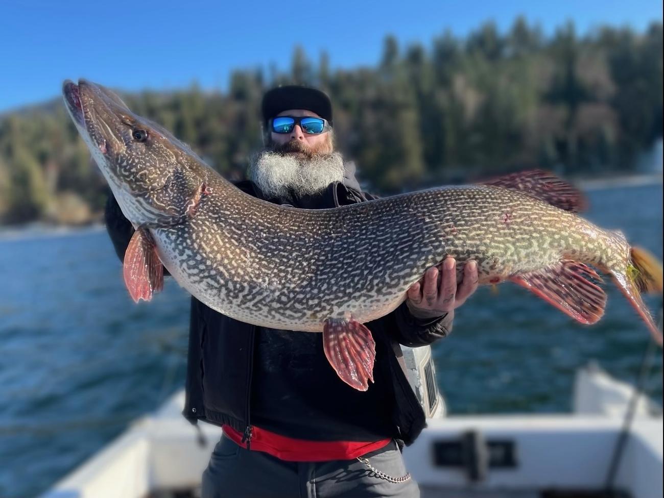 Thomas Francis holds a massive northern pike he caught at Hayden Lake, in Idaho, on March 21. Idaho wildlife confirmed Friday it broke a state record for largest northern pike ever caught.