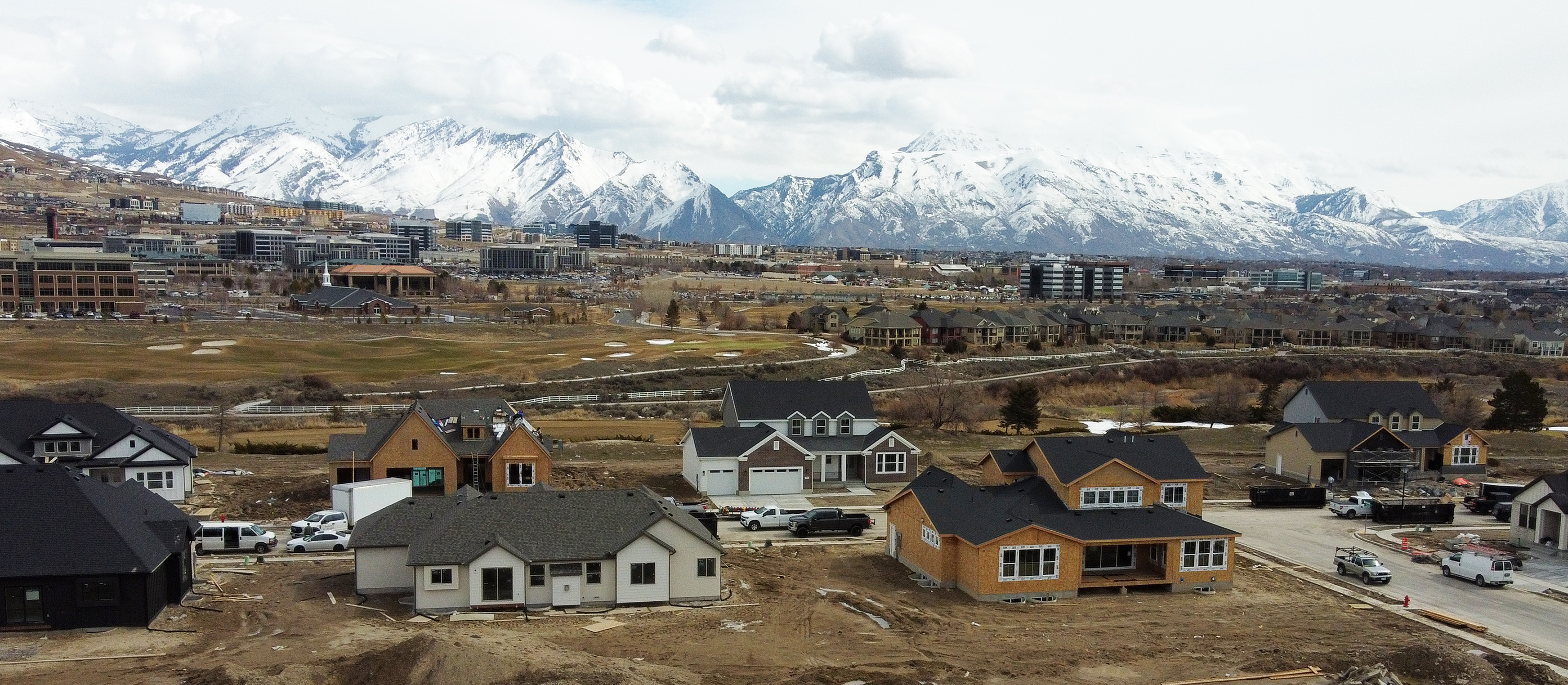 Houses under construction near Thanksgiving Point and Silicon Slopes in Lehi on March 14. The Census Bureau says Lehi was the 14th fastest-growing large city in the U.S. between 2021 and 2022.