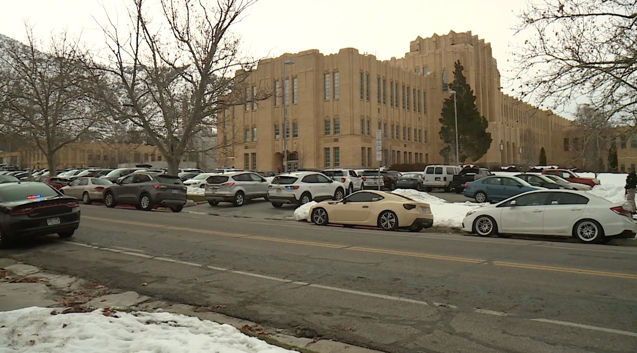 Police and emergency workers respond to Ogden High School on March 29, after receiving reports of an active shooter. The reports turned out to be part of a nationwide hoax, police said.