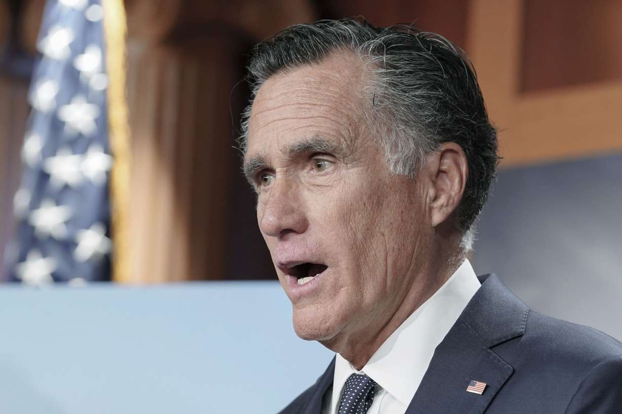 Sen. Mitt Romney, R-Utah, speaks during a news conference on March 7 on Capitol Hill in Washington.