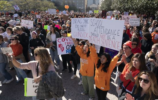 Protesters demonstrate during a Rally of Parents and Kids to End Gun Violence at the State Capitol in Nashville, Tennessee, Thursday.
