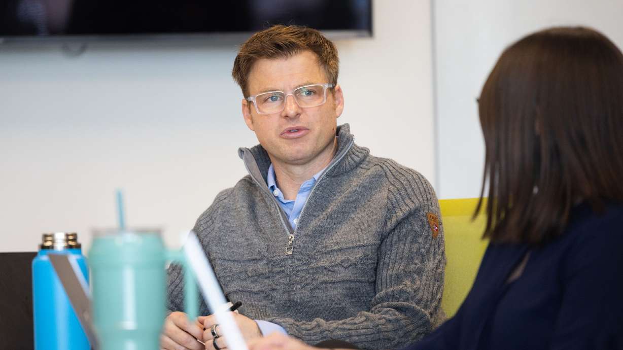 Gavin Christensen, founder and general partner, speaks during a partner’s meeting at Kickstart Fund in Cottonwood Heights on March 13. Utah's Kickstart Seed Fund has closed a new $230 million fund.