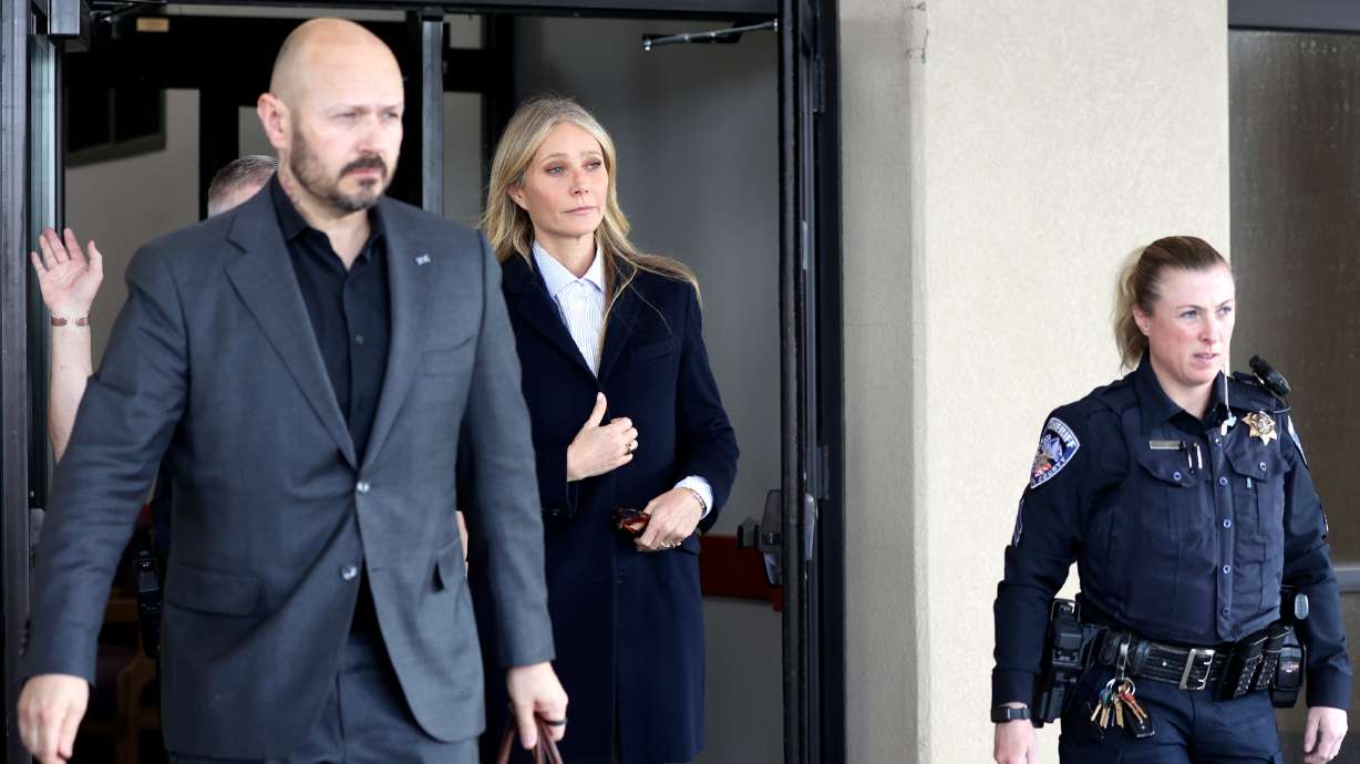 Gwyneth Paltrow leaves the Summit County courthouse after she was awarded $1 in her countersuit against Terry Sanderson on March 30, 2023. A bizarre London play spoofing the case is set to make its American debut in Park City.